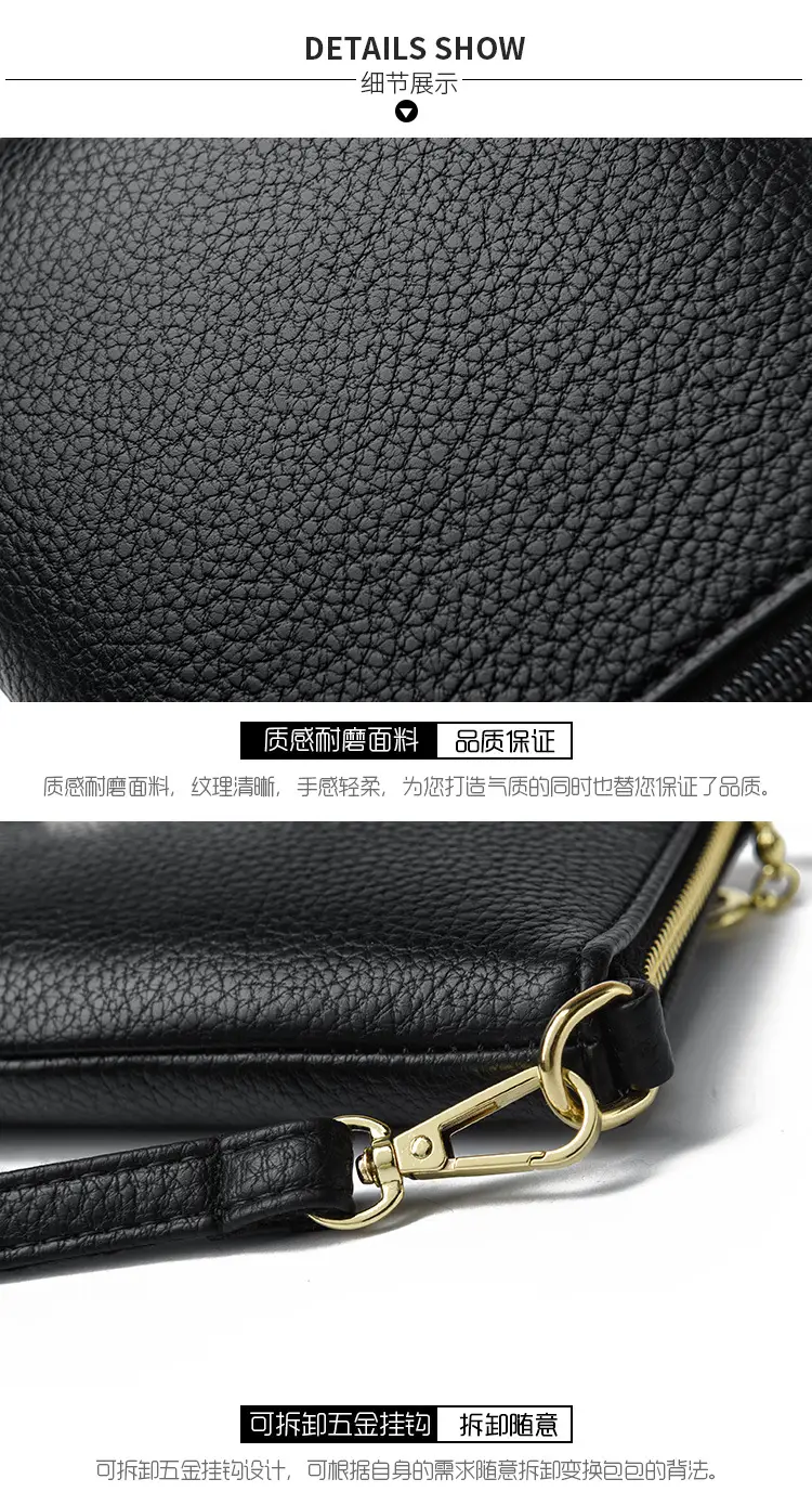 Black Women's Shoulder Messenger Bag with Gold Clasp — feature 22