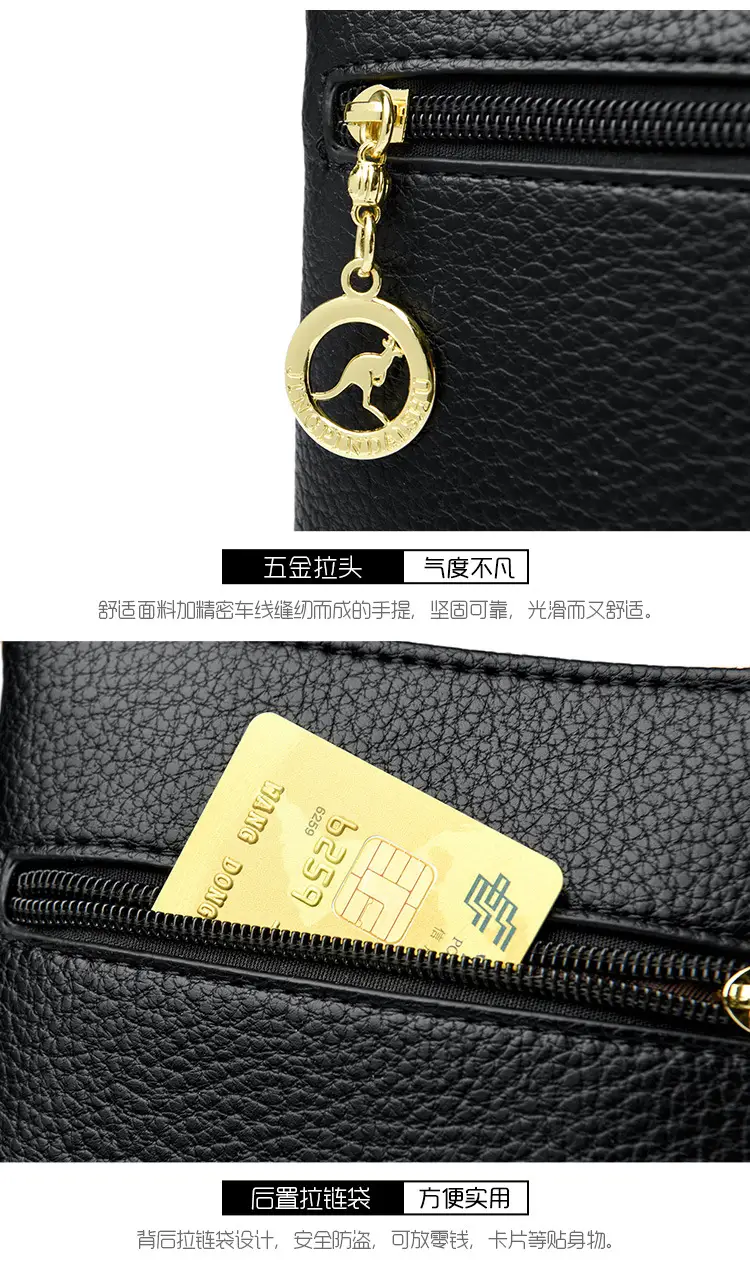 Black Women's Shoulder Messenger Bag with Gold Clasp — feature 23