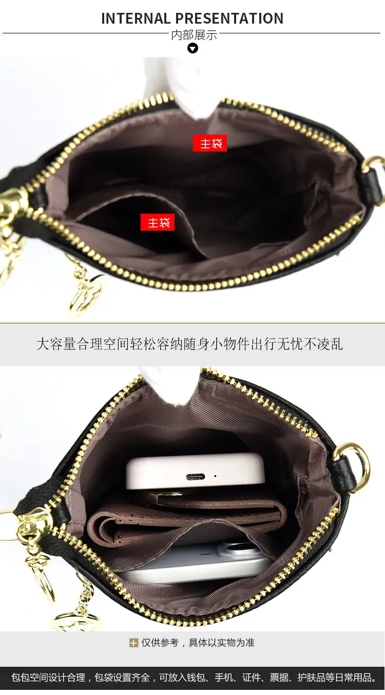 Black Women's Shoulder Messenger Bag with Gold Clasp — feature 24