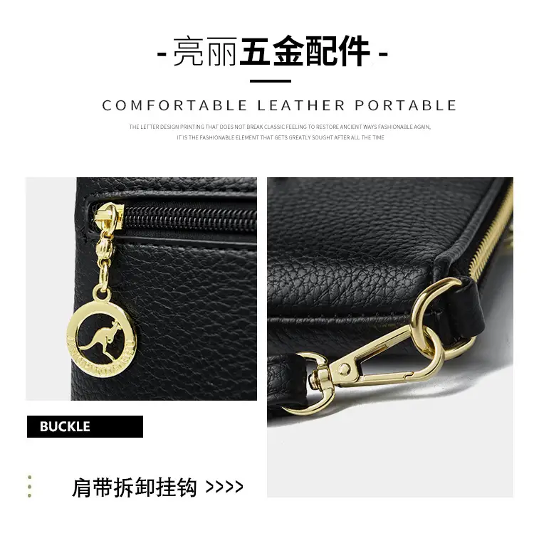 Black Women's Shoulder Messenger Bag with Gold Clasp — feature 3