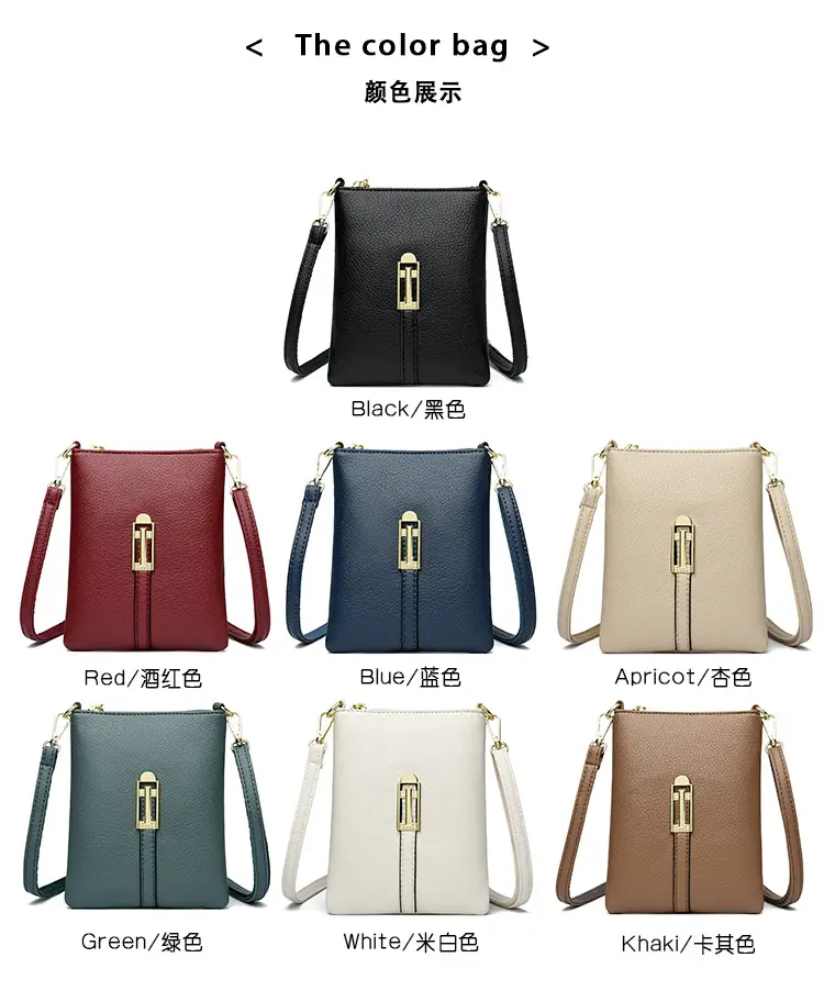 Black Women's Shoulder Messenger Bag with Gold Clasp — feature 5