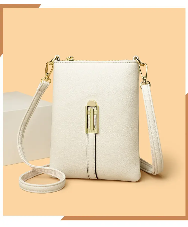 Black Women's Shoulder Messenger Bag with Gold Clasp — feature 9