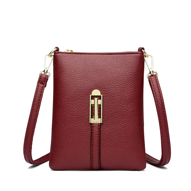 Black Women's Shoulder Messenger Bag with Gold Clasp