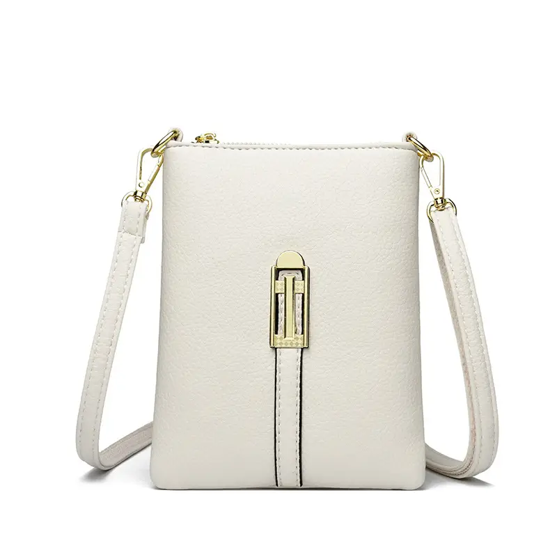 Black Women's Shoulder Messenger Bag with Gold Clasp