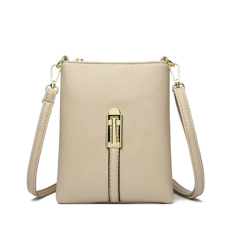 Black Women's Shoulder Messenger Bag with Gold Clasp