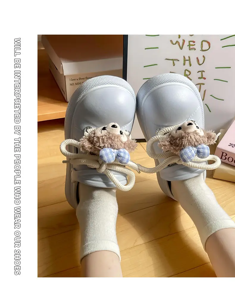 Cute Cartoon Hole Shoes Women's Pink White Thick Sole Sandals — feature 12
