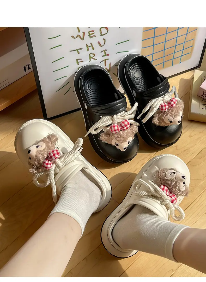 Cute Cartoon Hole Shoes Women's Pink White Thick Sole Sandals — feature 13