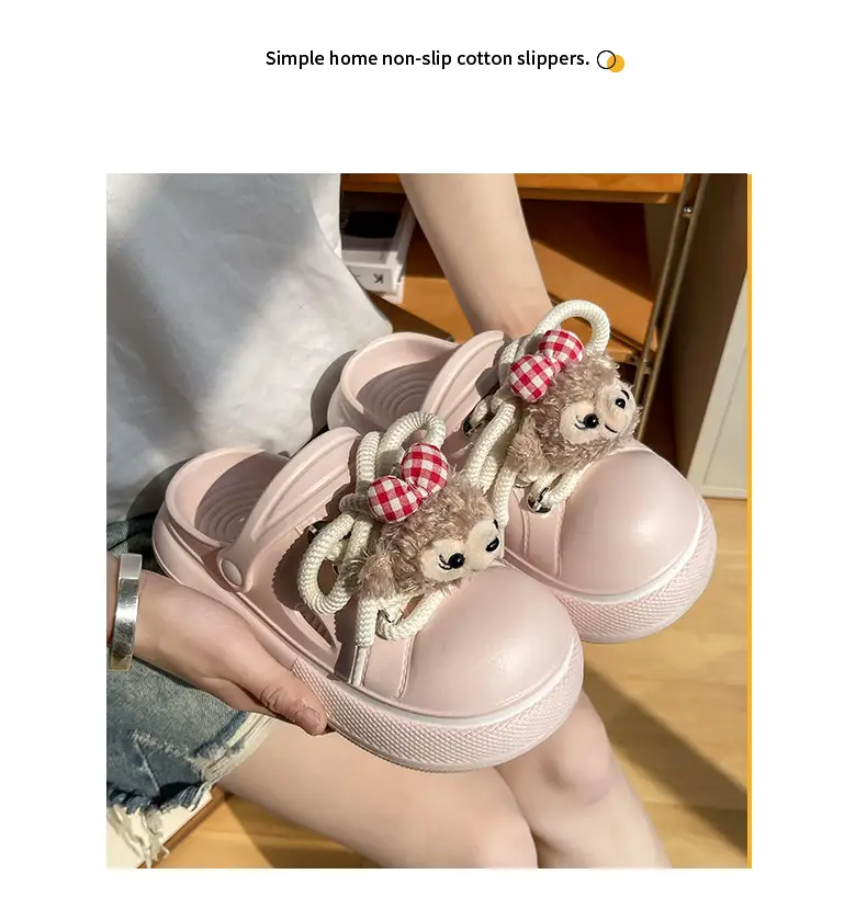 Cute Cartoon Hole Shoes Women's Pink White Thick Sole Sandals — feature 14