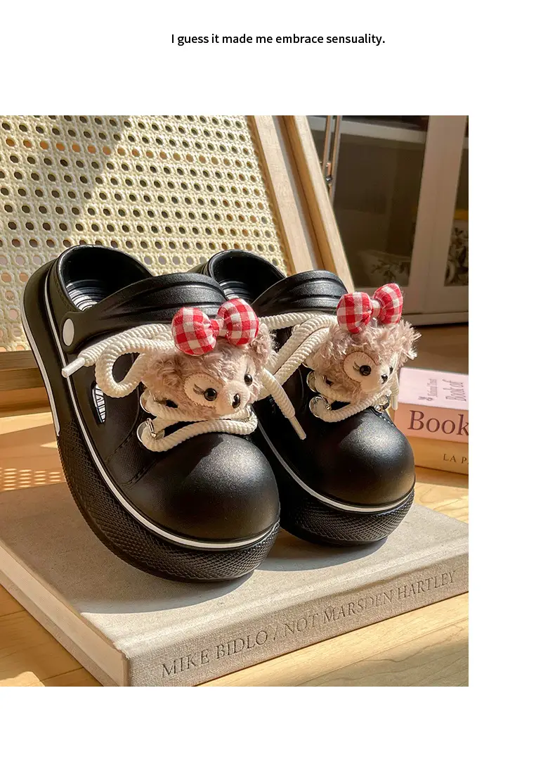 Cute Cartoon Hole Shoes Women's Pink White Thick Sole Sandals — feature 16