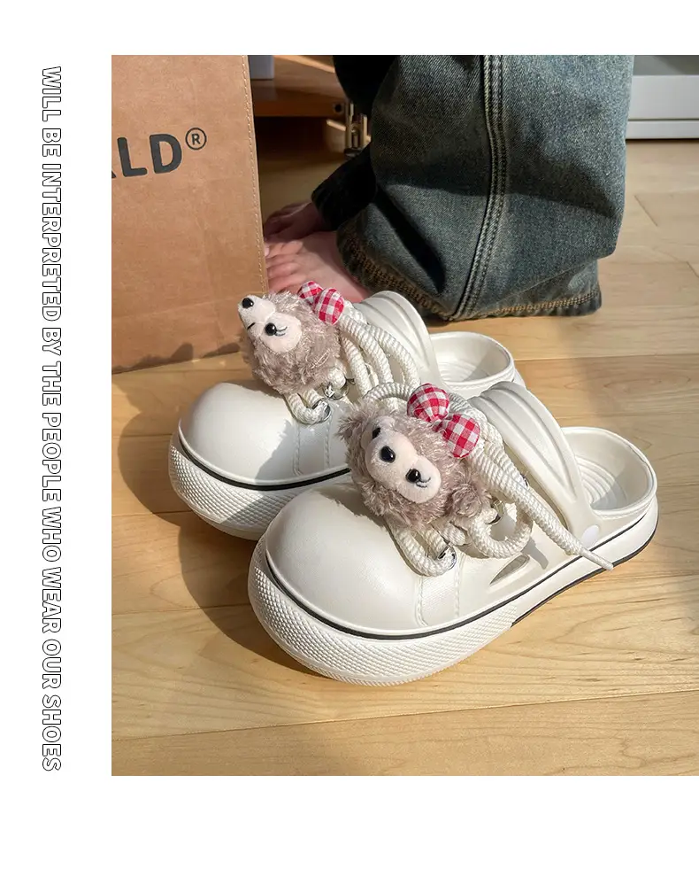 Cute Cartoon Hole Shoes Women's Pink White Thick Sole Sandals — feature 17