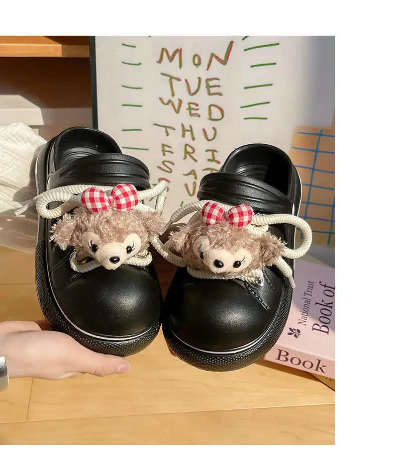 Cute Cartoon Hole Shoes Women's Pink White Thick Sole Sandals — feature 18