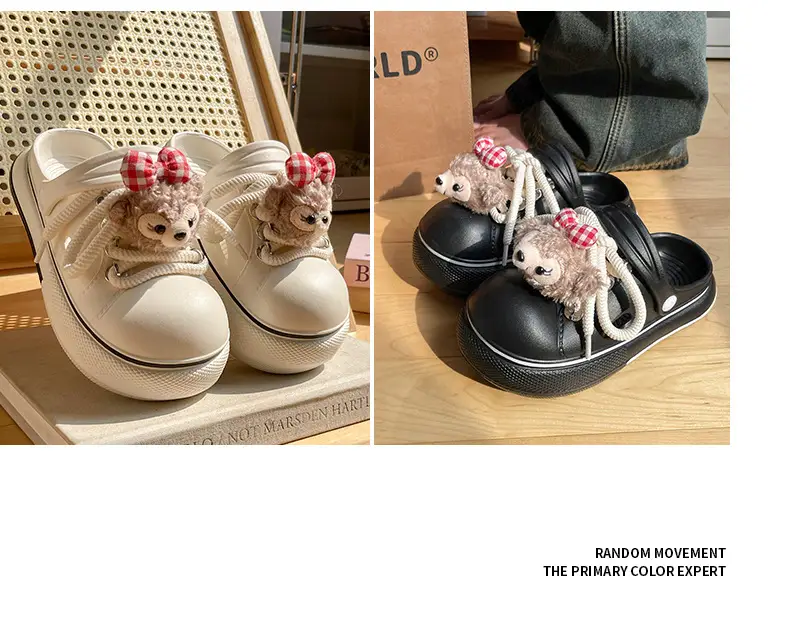 Cute Cartoon Hole Shoes Women's Pink White Thick Sole Sandals — feature 20