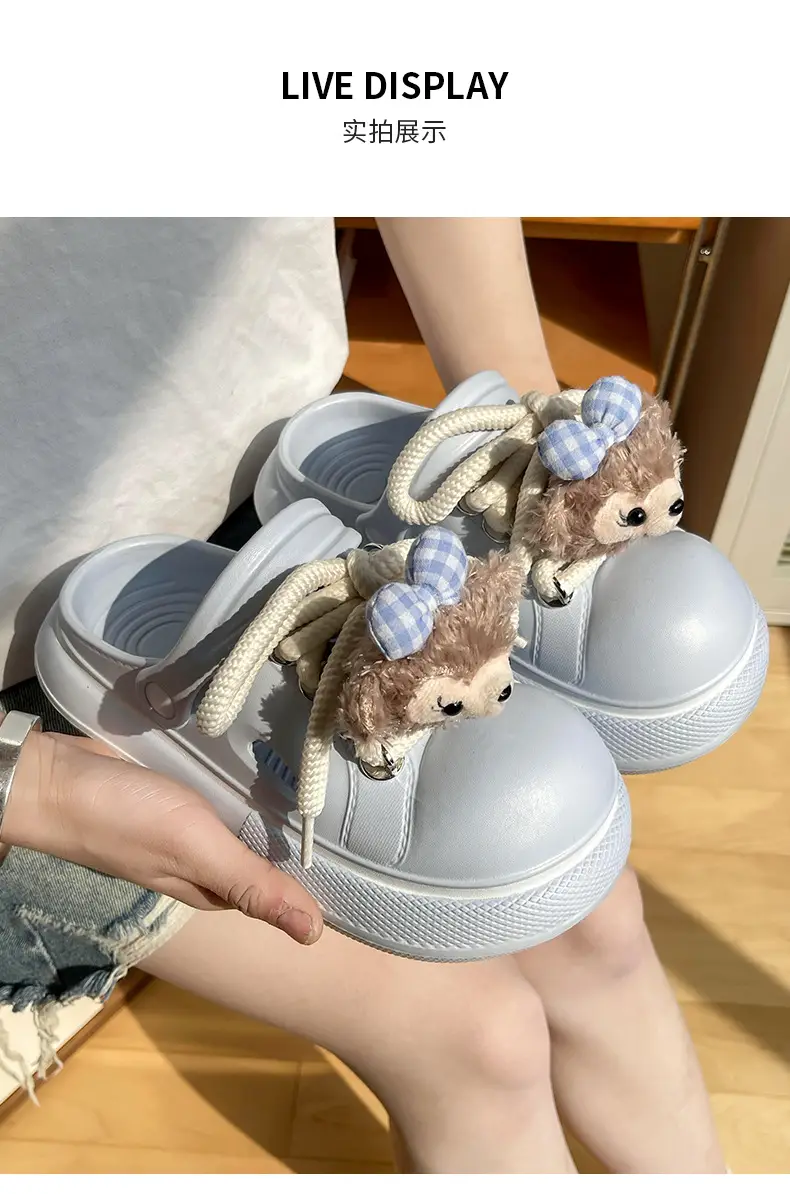 Cute Cartoon Hole Shoes Women's Pink White Thick Sole Sandals — feature 6