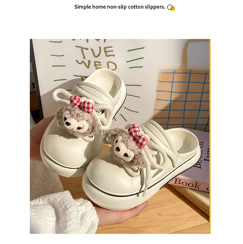 Cute Cartoon Hole Shoes Women's Pink White Thick Sole Sandals — feature 9