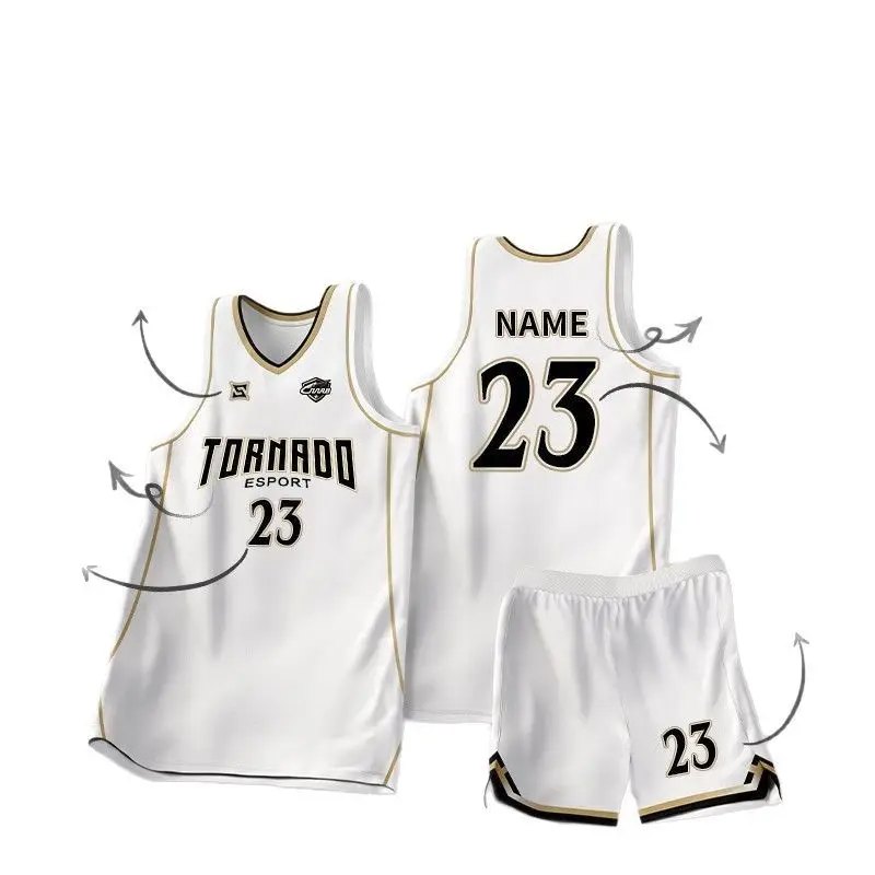 Male College Basketball Uniform Grey 23 Number Printed