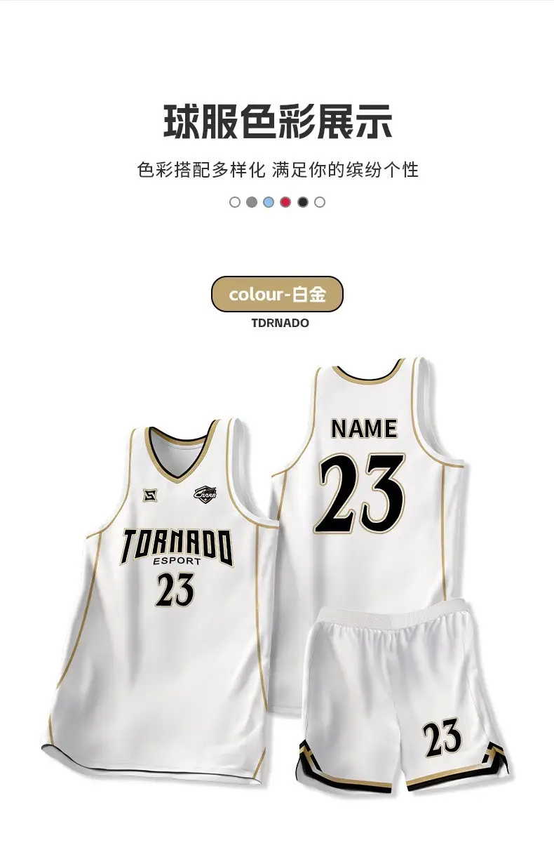 Male College Basketball Uniform Grey 23 Number Printed — feature 12