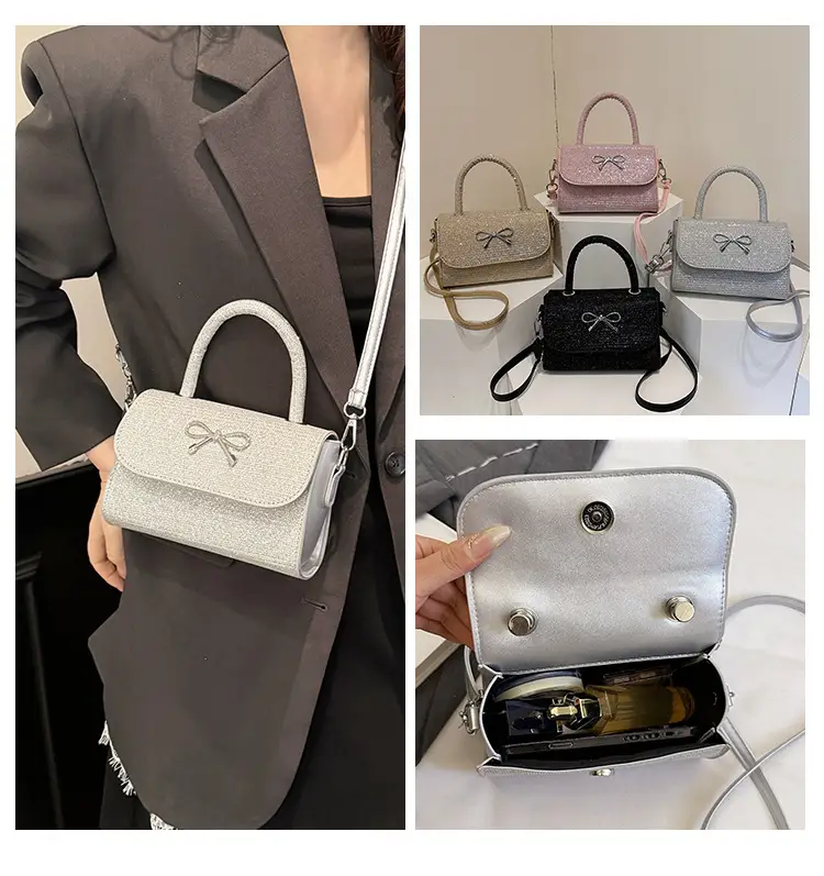 2025 New Bow Silk Crossbody Bag Silver — feature 13