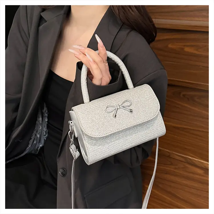 2025 New Bow Silk Crossbody Bag Silver — feature 22
