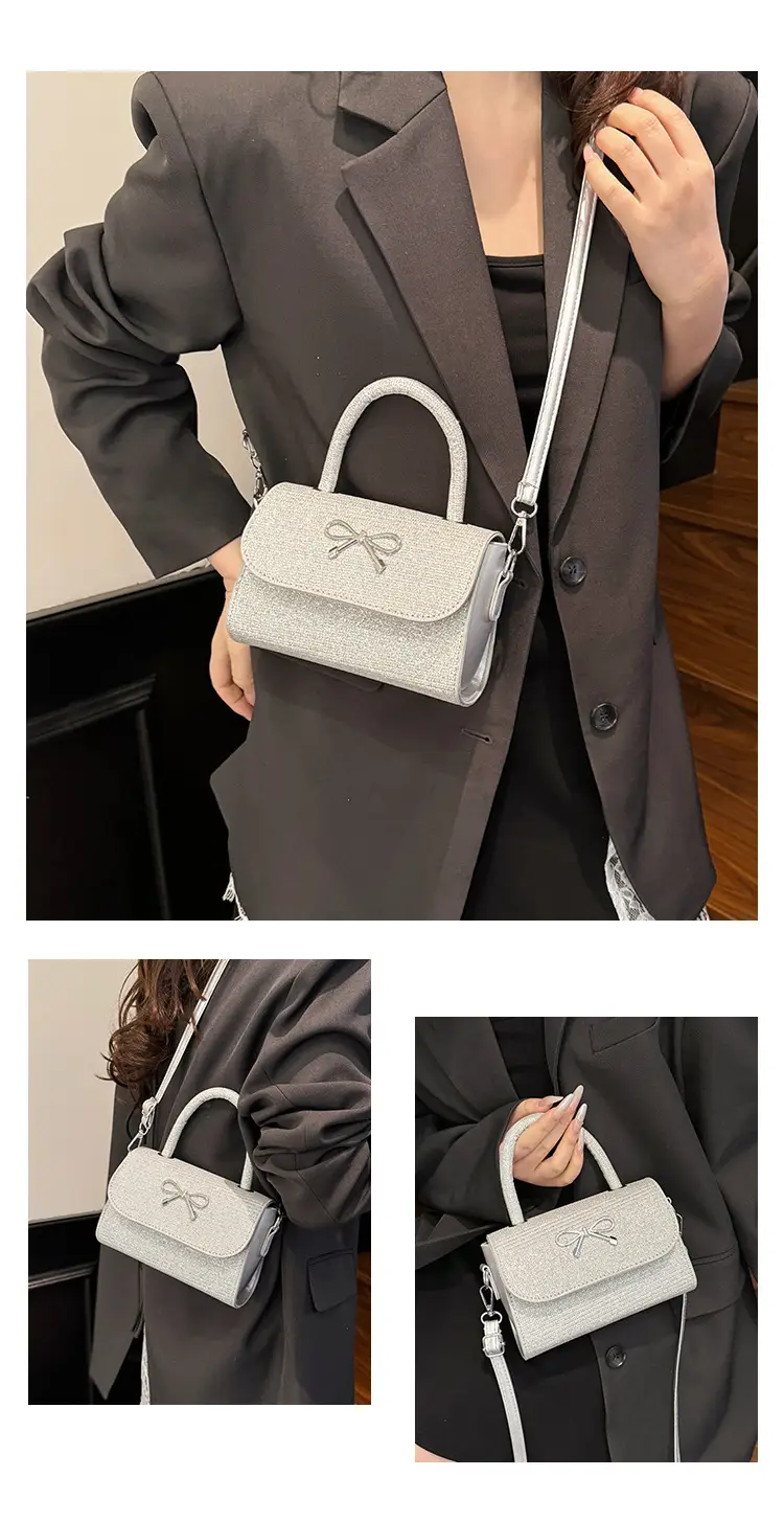 2025 New Bow Silk Crossbody Bag Silver — feature 29