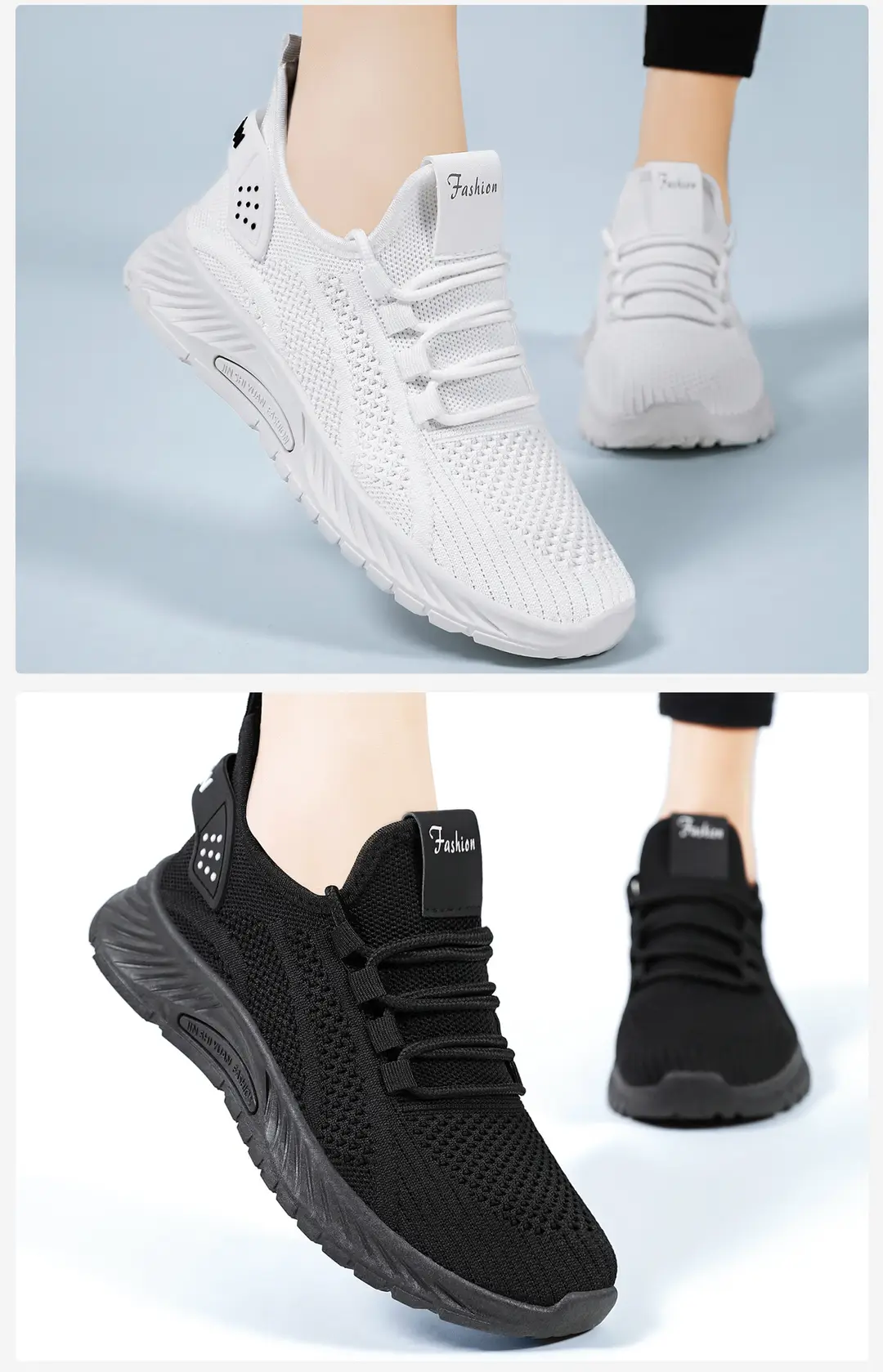 Women's Shoes Spring Style Cross-Border Factory Fashion Casual Shoes Lightweight Breathable Single Shoes Fly-Knit Mesh Sneakers for Women — feature 11