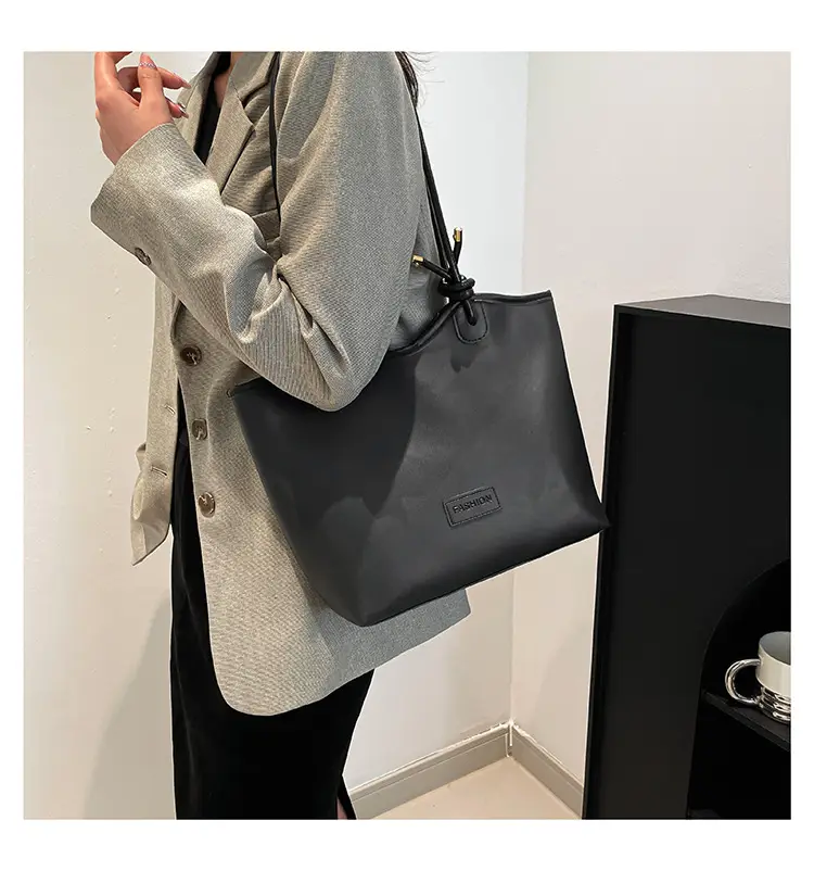 Women's Beige Straw Tote Bag with Leather Handles — feature 16