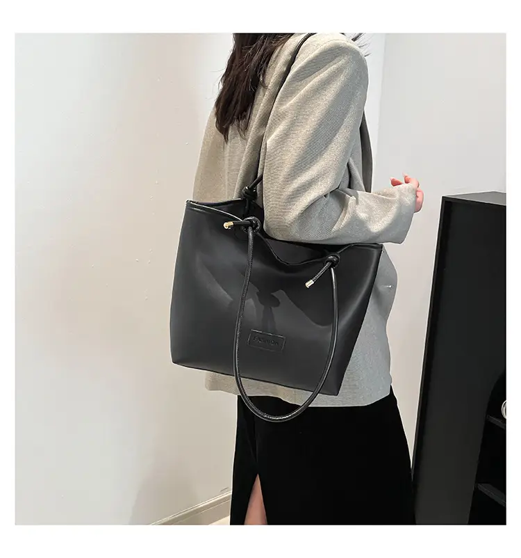 Women's Beige Straw Tote Bag with Leather Handles — feature 18