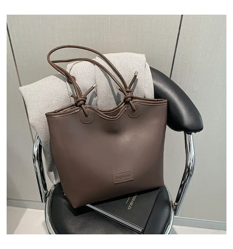 Women's Beige Straw Tote Bag with Leather Handles — feature 20