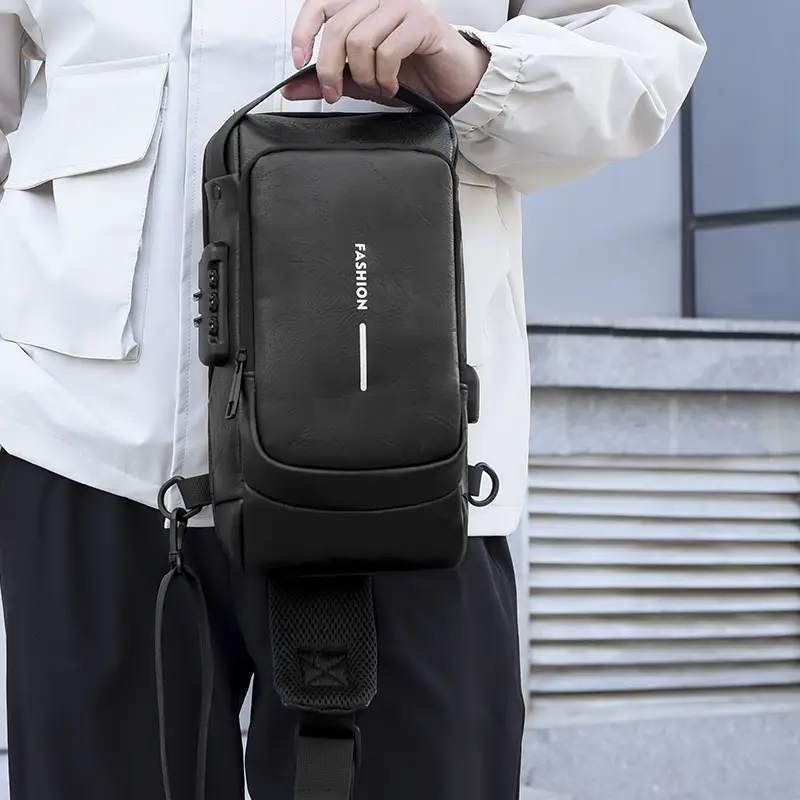 Men's Anti-Theat Password Anti Theft Motorcycle Chest Bag - Image 5