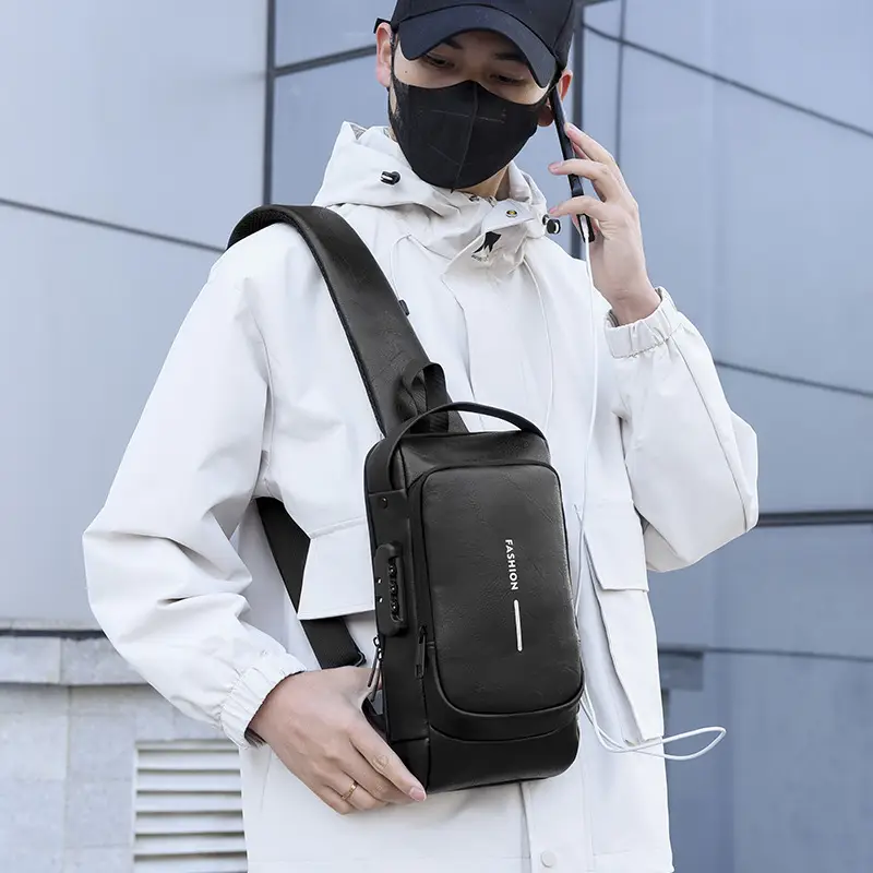 Men's Anti-Theat Password Anti Theft Motorcycle Chest Bag - Image 8