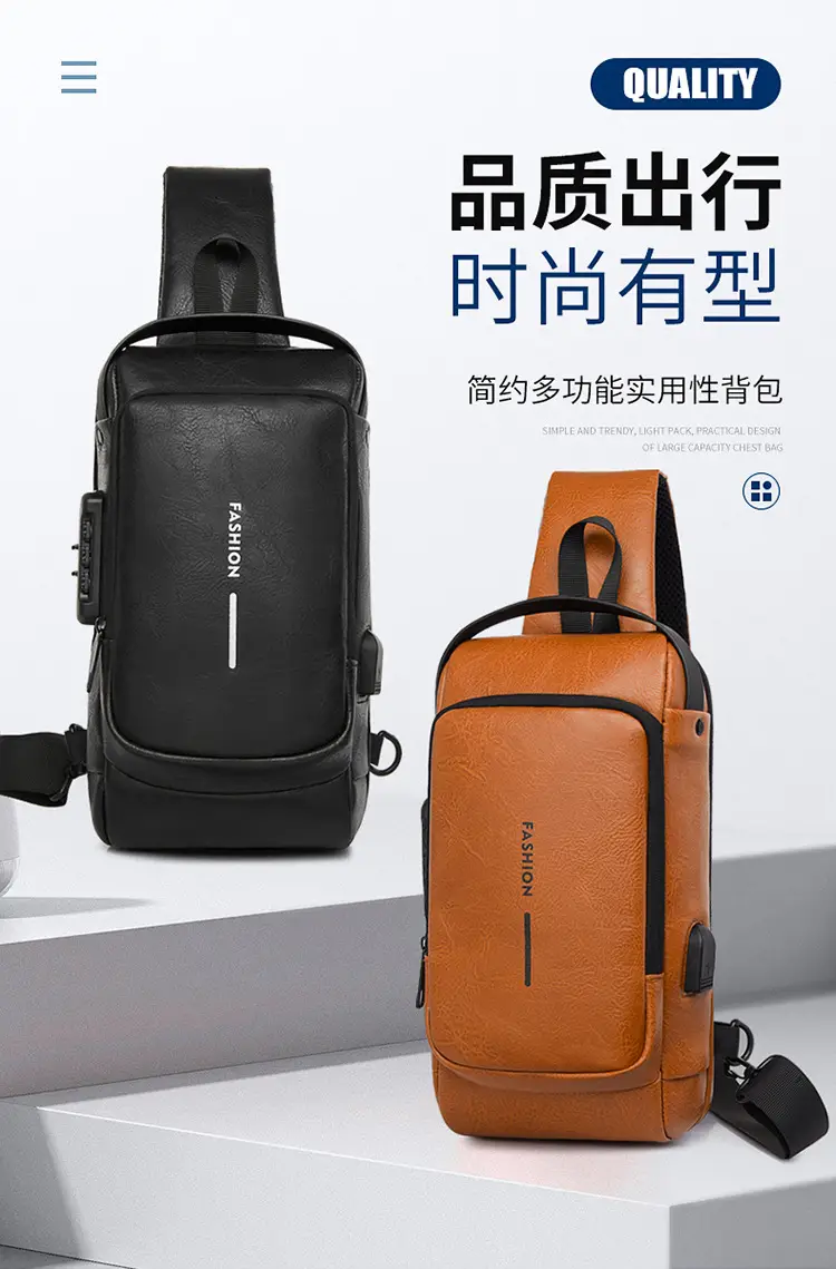Men's Anti-Theat Password Anti Theft Motorcycle Chest Bag — feature 1