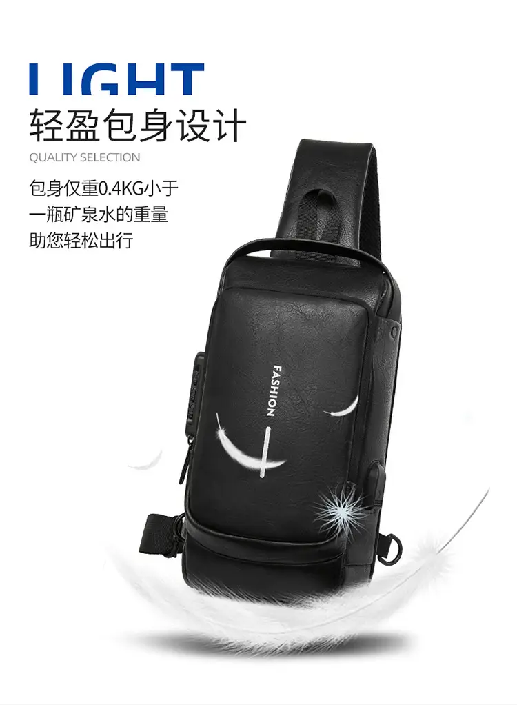 Men's Anti-Theat Password Anti Theft Motorcycle Chest Bag — feature 5