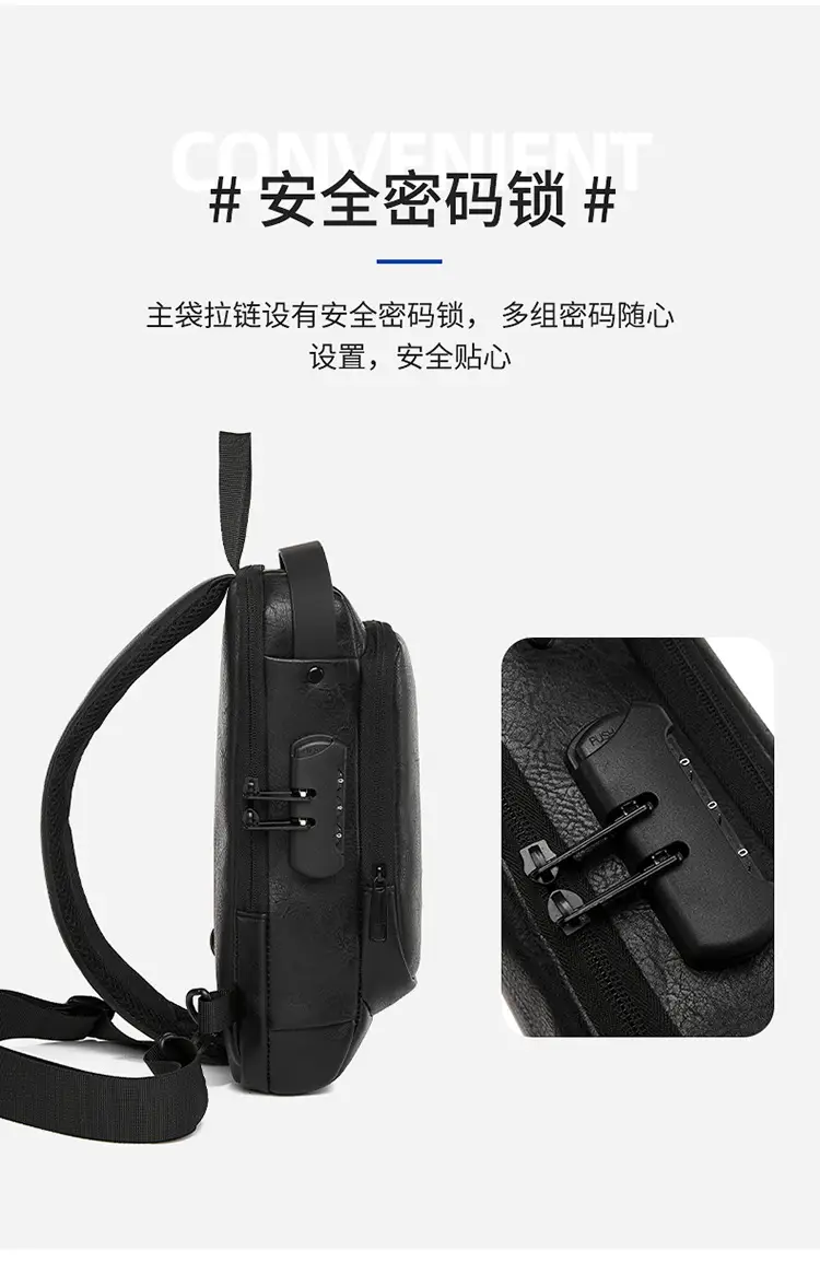 Men's Anti-Theat Password Anti Theft Motorcycle Chest Bag — feature 9