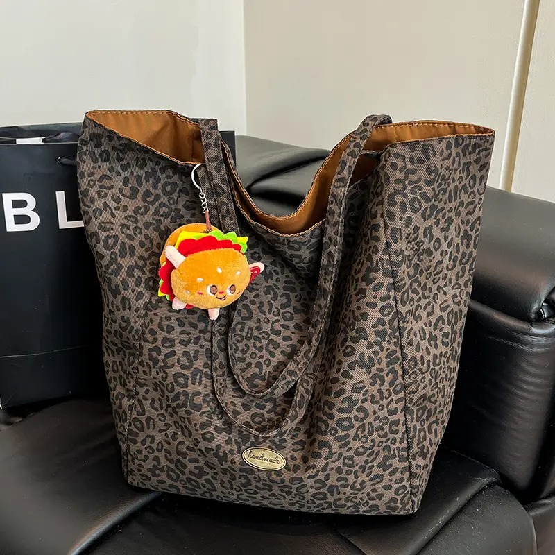 Women Leopard Print Canvas Shoulder Bag 2025 - Image 6