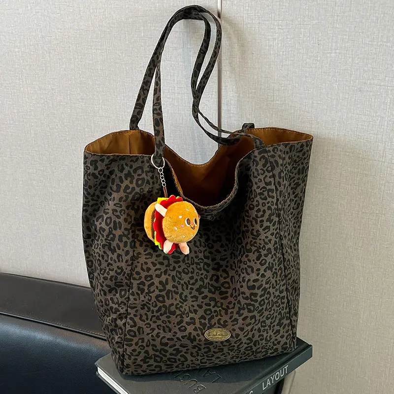 Women Leopard Print Canvas Shoulder Bag 2025 - Image 3