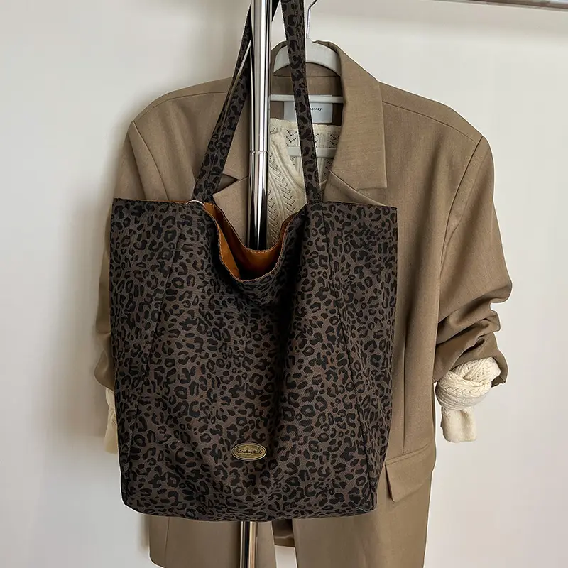 Women Leopard Print Canvas Shoulder Bag 2025 - Image 4