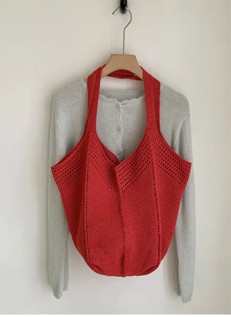 Red Knitted Women's Large Capacity Shoulder Bag — feature 22