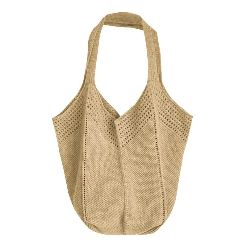 Red Knitted Women's Large Capacity Shoulder Bag - Image 5