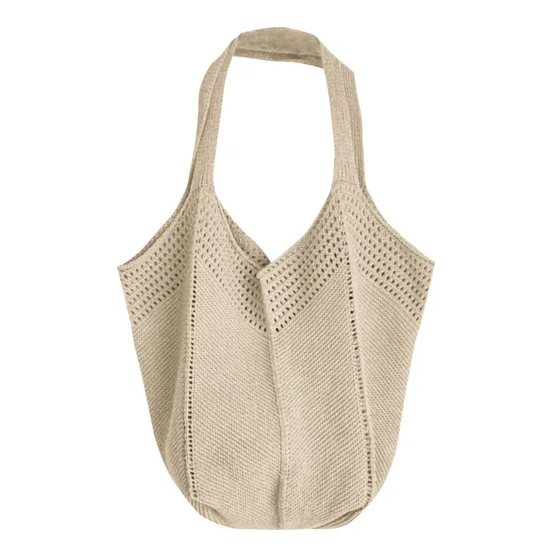 Red Knitted Women's Large Capacity Shoulder Bag - Image 6