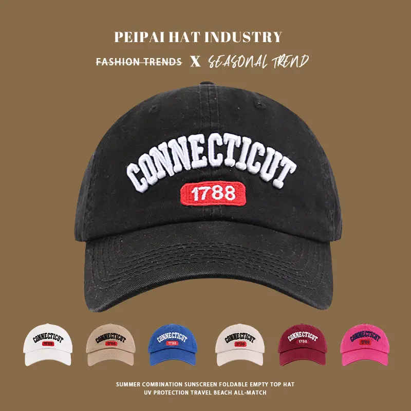 Connecticut 1788 Black Cap with Letter Embroidery — feature 2