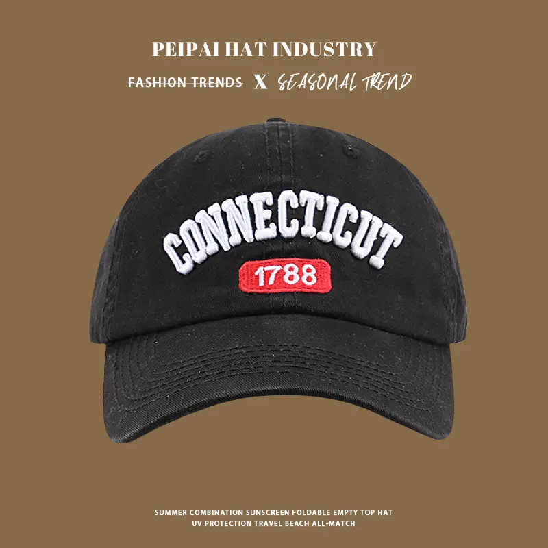 Connecticut 1788 Black Cap with Letter Embroidery - Image 4