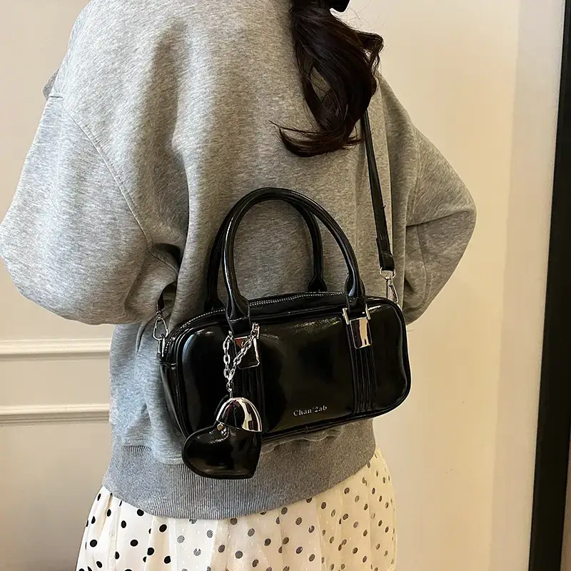 Korean Style Yellow Leather Handbag for Women