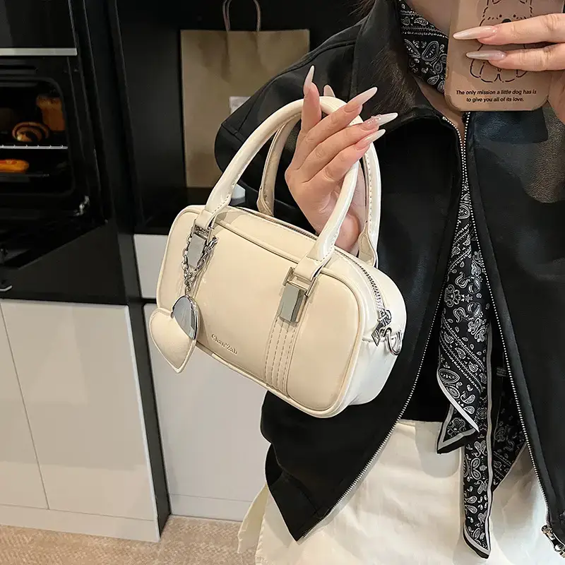 Korean Style Yellow Leather Handbag for Women