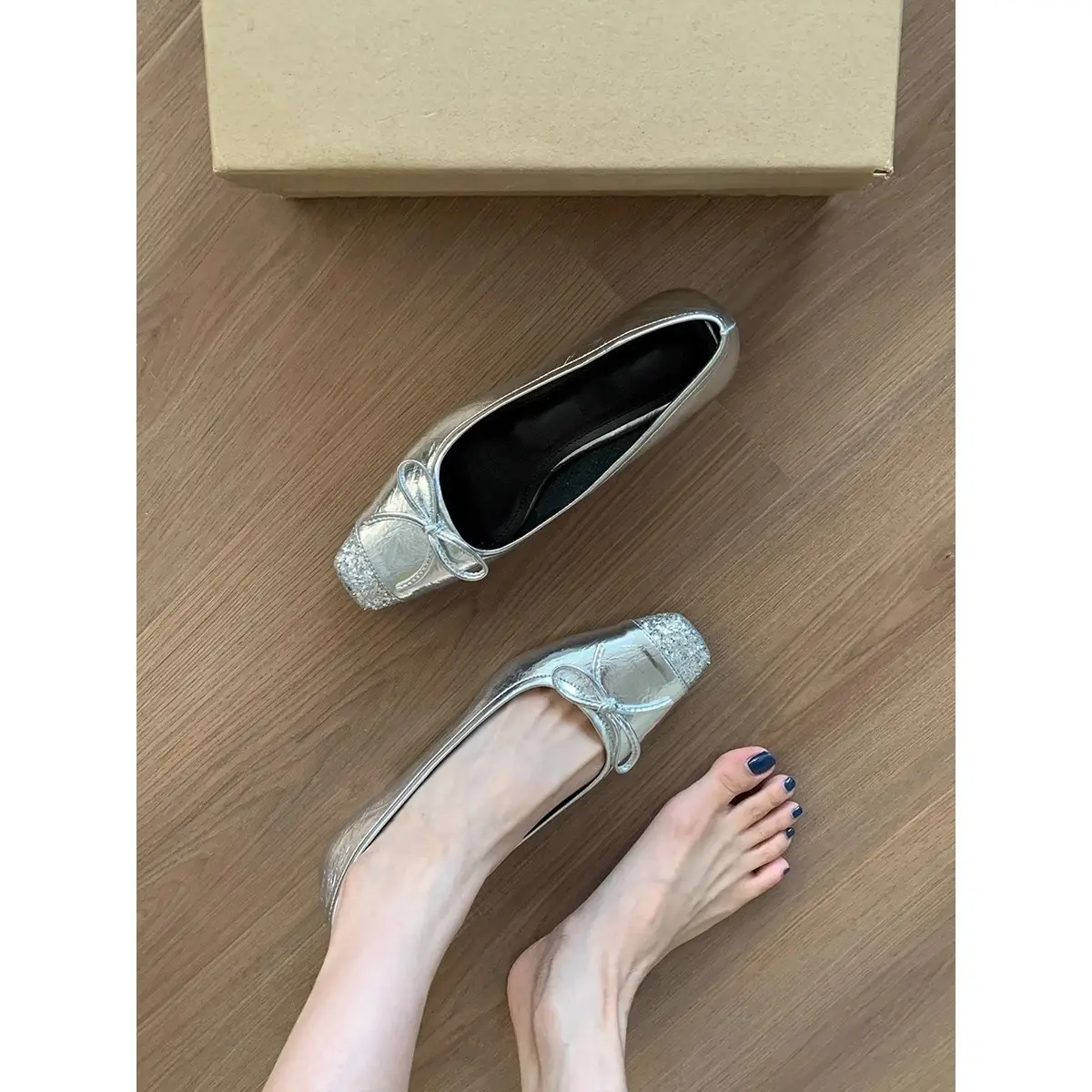 2025 Silver Sequined High Heels French Style Women — feature 2