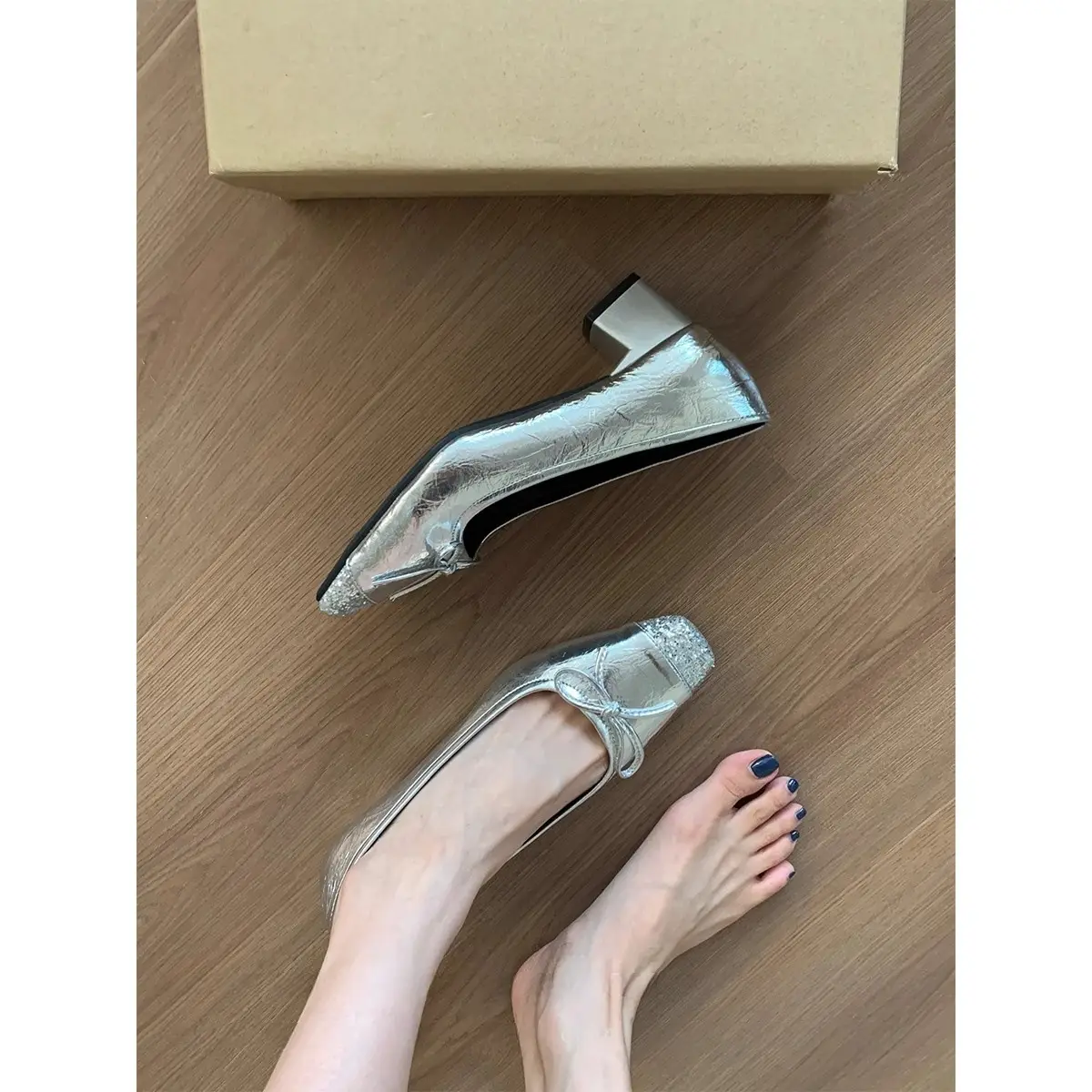 2025 Silver Sequined High Heels French Style Women — feature 6