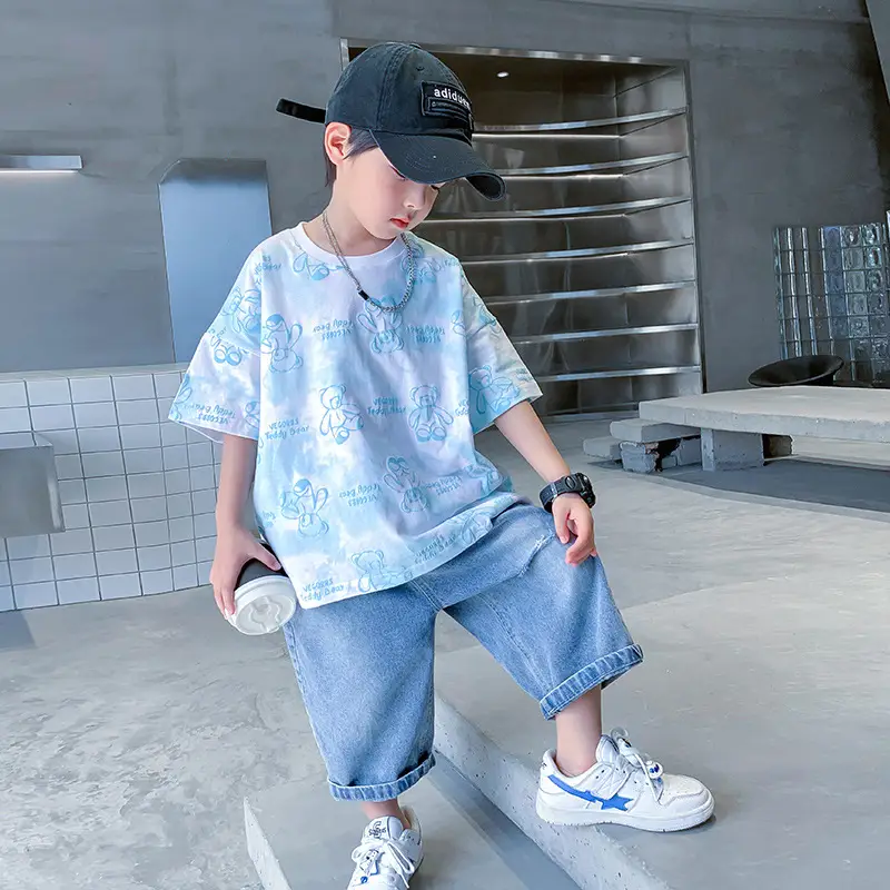 Boys Cotton Short Sleeve Summer Top Blue Cartoon - Image 3
