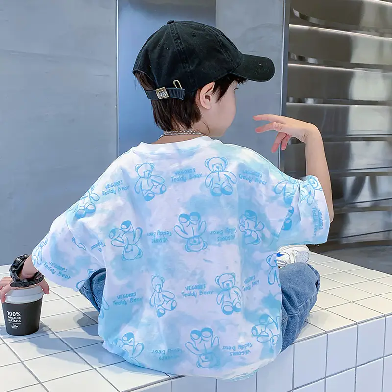 Boys Cotton Short Sleeve Summer Top Blue Cartoon - Image 5