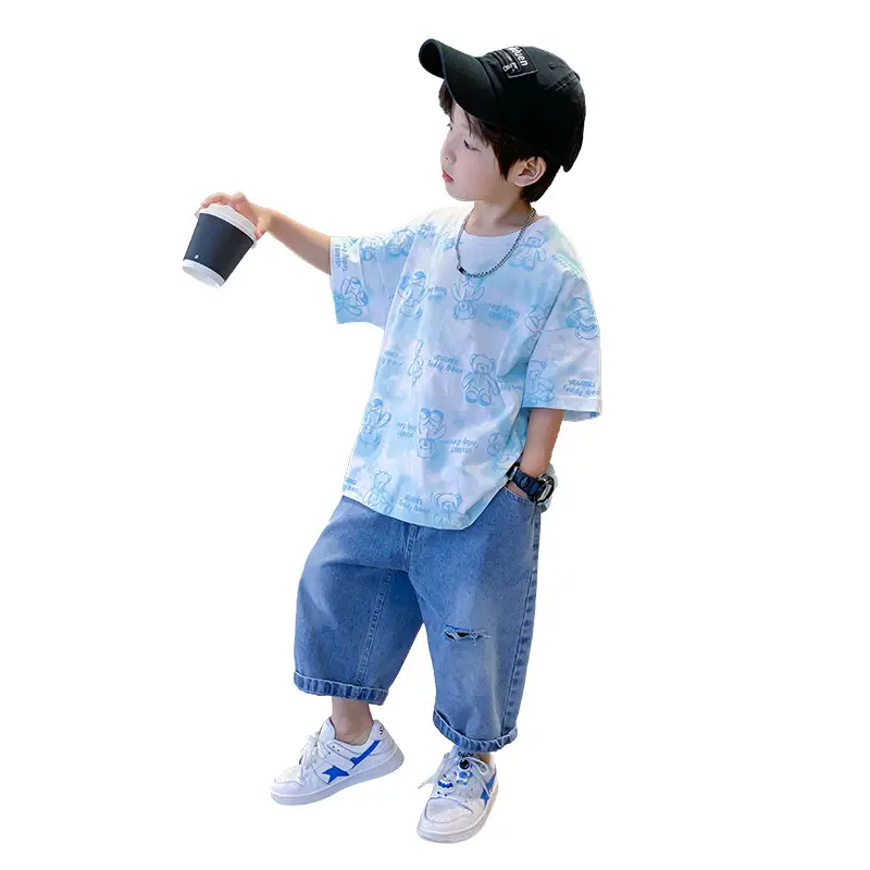 Boys Cotton Short Sleeve Summer Top Blue Cartoon - Image 6