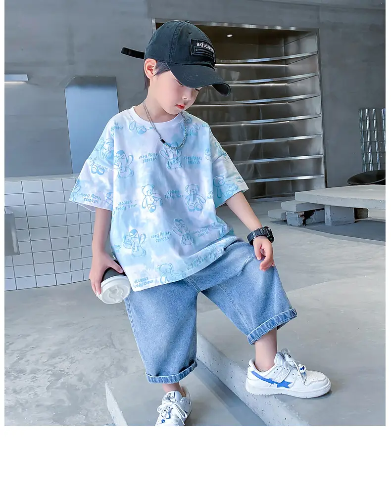 Boys Cotton Short Sleeve Summer Top Blue Cartoon — feature 5