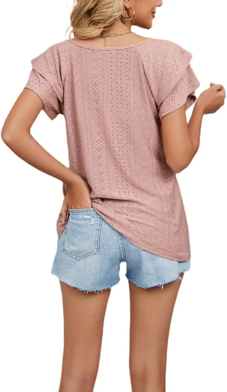 Women Black Lotus Leaf Short Sleeve T-Shirt Casual Top — feature 12