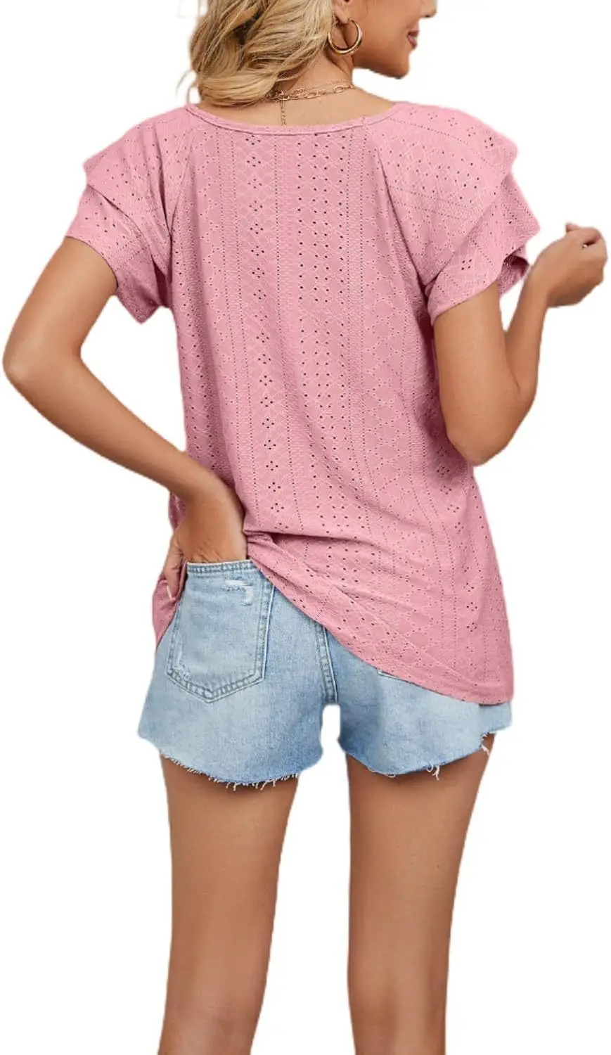 Women Black Lotus Leaf Short Sleeve T-Shirt Casual Top — feature 18